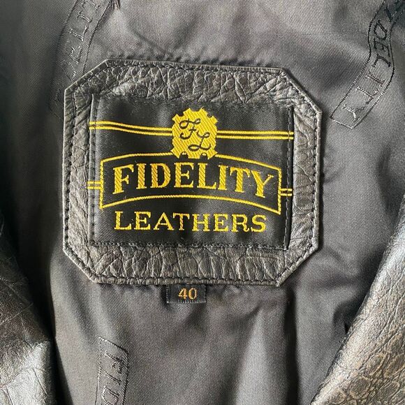 Fidelity Leather men 40 distressed vintage 1 button leather coat black - Picture 6 of 10